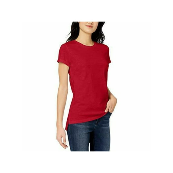 MAISON JULES Womens Red Short Sleeve Jewel Neck T-Shirt Size: XS