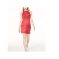 thumbnail image 1 of MAISON JULES Womens Red Striped Sleeveless Halter Short Sheath Dress S, 1 of 2