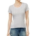 thumbnail image 1 of MAISON JULES Womens White Polka Dot Short Sleeve T-Shirt M, 1 of 2