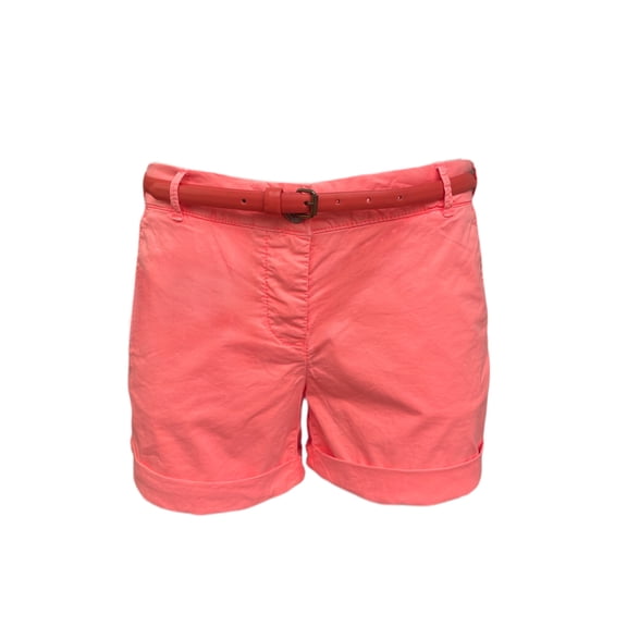 MAISON SCOTCH Women's Cuffed Leather Belt Shorts, Pink, 28