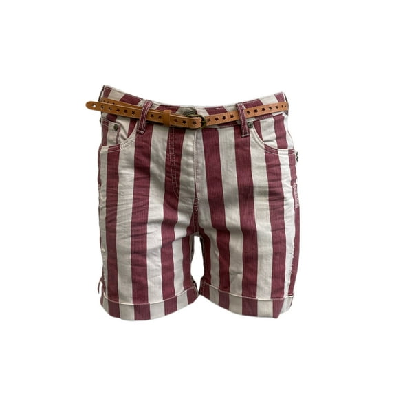 MAISON SCOTCH Women's Les Bon Vivants Denim Stripped Shorts, Pink, White, 31