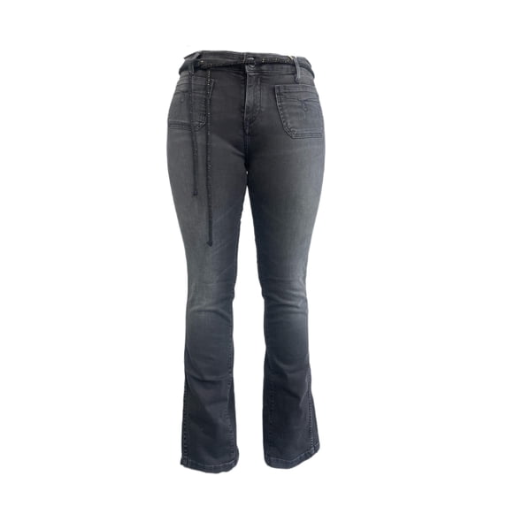 MAISON SCOTCH Women's Low Rise Flared Belted Jeans, Grey, 28/34