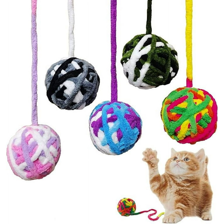 MAIYU Cat Toy Balls 5 PCS Colorful Yarn Cat Balls Built in Bell Cat Toys Interactive Kitten Toys Cat Ball Toys for Cats Kitten Walmart
