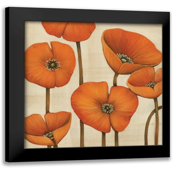 MAJA 12x12 Black Modern Framed Museum Art Print Titled - Bouquet Orange