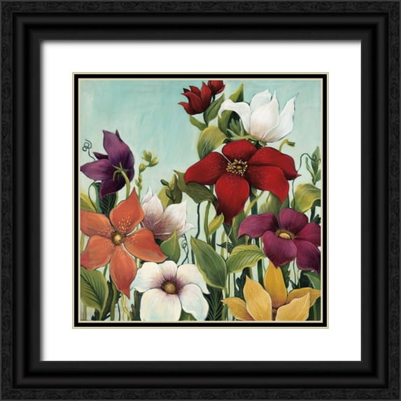 MAJA 26x26 Black Ornate Wood Framed with Double Matting Museum Art Print Titled - Efflorescence