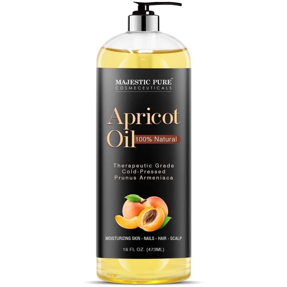 MAJESTIC PURE Apricot Oil, 100% Pure and Natural, Cold-Pressed, Apricot Kernel Oil, Moisturizing, for Skin Care, Massage, Hair Care, and to Dilute Essential Oils, 16 fl oz
