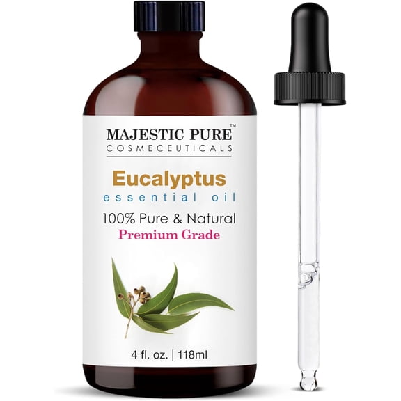 MAJESTIC PURE Eucalyptus Essential Oil | 100% Pure and Natural Eucalyptus Oil | Premium Grade Essential Oils for Hair Care, Home Diffusers, Skin, Aromatherapy, Massage and Humidifiers | 4 Fl Oz