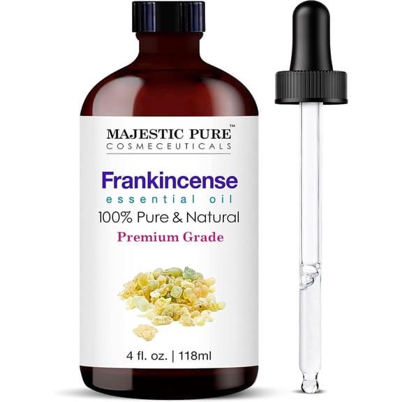 MAJESTIC PURE Frankincense Essential Oil | 100% Pure and Natural Frankincense Oil | Premium Grade Essential Oils for Hair Care, Home Diffusers, Skin, Aromatherapy, Massage and Humidifiers | 4 Fl Oz