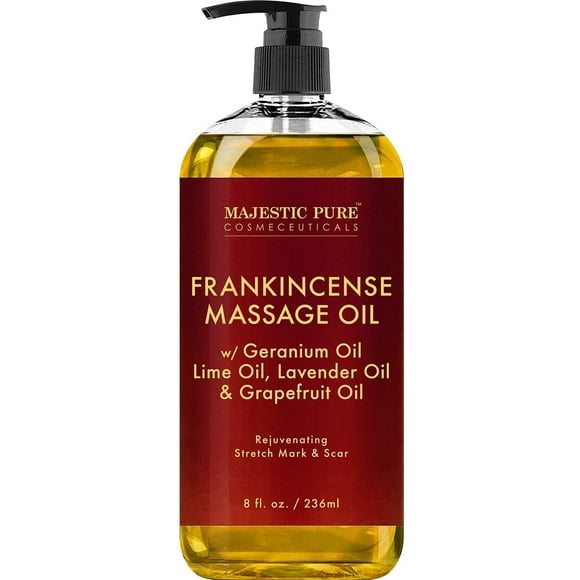 MAJESTIC PURE Frankincense Scar and Stretch Massage Oil for Massage Therapy- Invigorating, Refreshing, and Relaxing - Massage, Made with Natural Oils - for All Skin Types - Men and Women - 8 fl oz