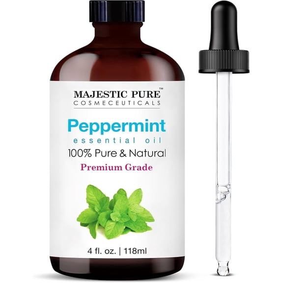 Majestic Pure Peppermint Essential Oil – Premium Peppermint Oil for Aromatherapy, Diffusers, Hair Care, Skin Care, Massage, Humidifiers & DIY Projects, 4 Fl Oz