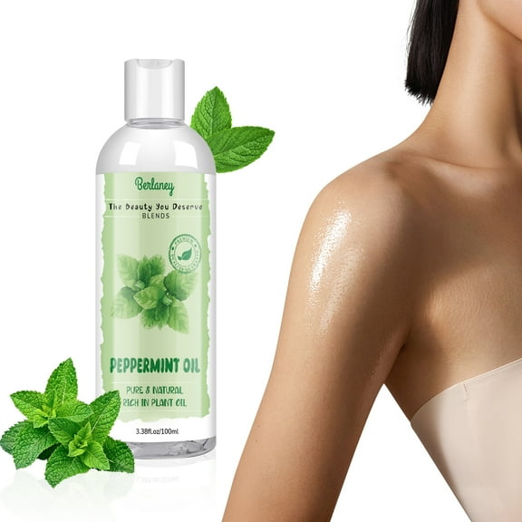 Berlaney Pure Natural Peppermint Essential Oil w Glass Dropper for Diffuser Skin Aromatherapy Massage 3.38 fl oz