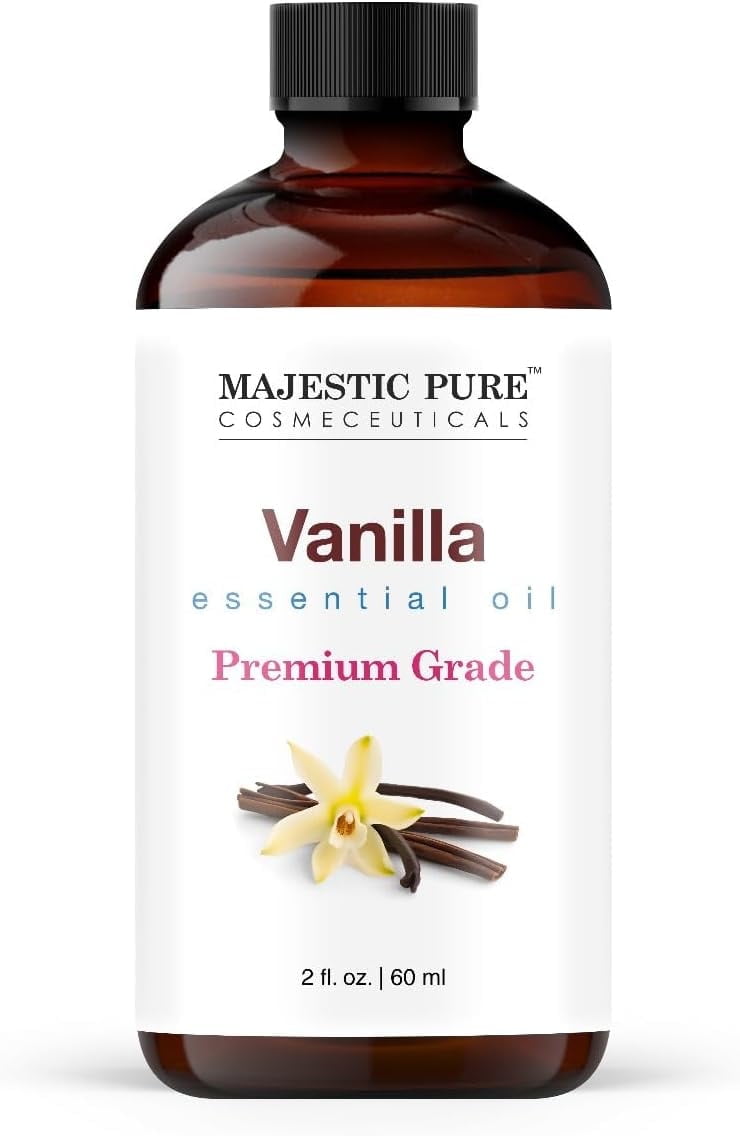 Majestic Pure Vanilla Essential Oil - 2 Fl Oz - 100% Pure and Natural Vanilla Oil - Premium Grade Essential Oils for Diffuser, Aromatherapy, Soap and Candle Making