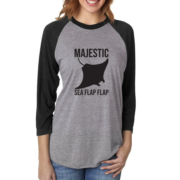 MAJESTIC SEA FLAP FLAP Unisex 3/4 Sleeve Baseball Raglan Tee
