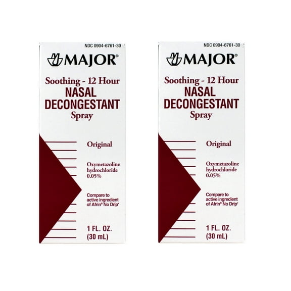 MAJOR 12 Hour Nasal Decongestant Spray 1 oz (Pack of 2)