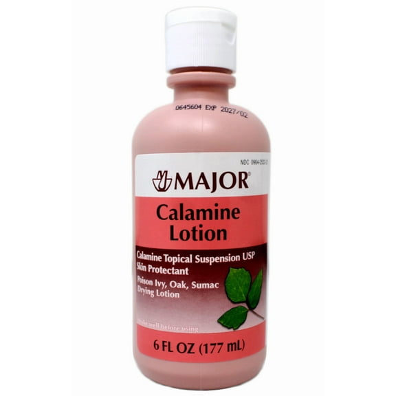 Major Calamine Lotion Skin Protectant, Poison Ivy, Oak, Sumac Drying Lotion, 6 FL OZ