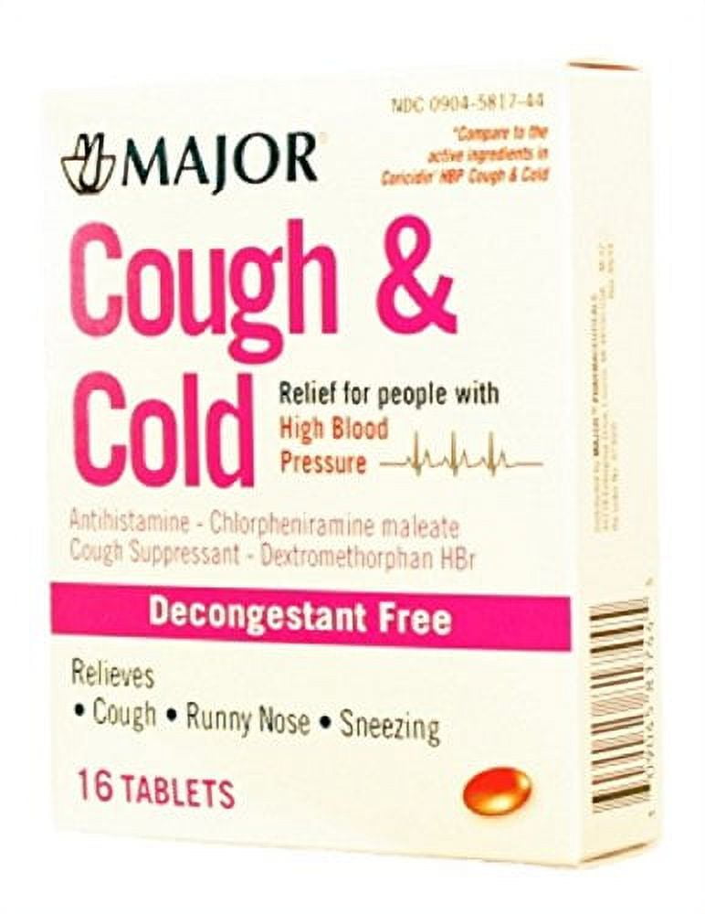 MAJOR COUGH & COLD TABS HIGH BLOOD PRSR CHLORPHENIRAMINE MALEATE4 MG