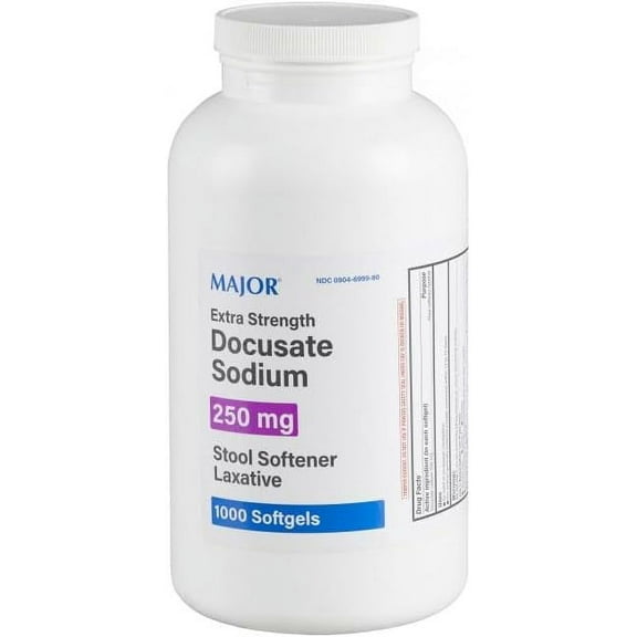 MAJOR Extra Strength Stool Softener Laxative Docusate Sodium 250 mg - 1000 Softgels