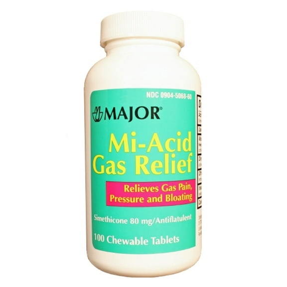 MAJOR MI-ACID GAS 80MG CHEW TAB SIMETHICONE-80 MG White Tablets 100 Ct