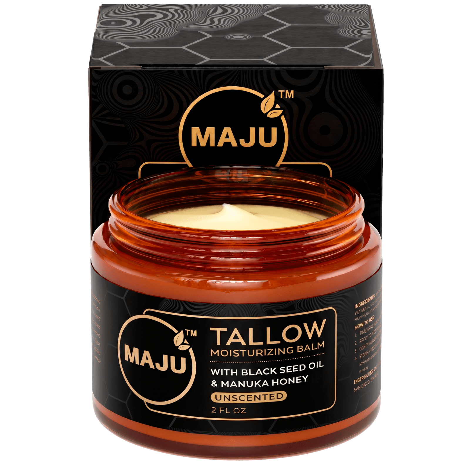 MAJU's Black Seed Manuka Tallow, 2 Fl Oz, Unscented, Grass Fed Beef Tallow Balm, Deeply Hydrating for All Day Skin Nourishment