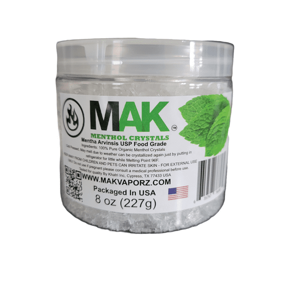 MAK Menthol Crystals 8 oz Pure Organic 100% Natural Menthol Crystals In a Jar