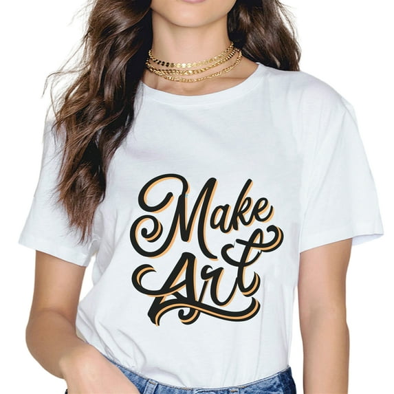 MAKE ART Casual white T-shirt for men and women