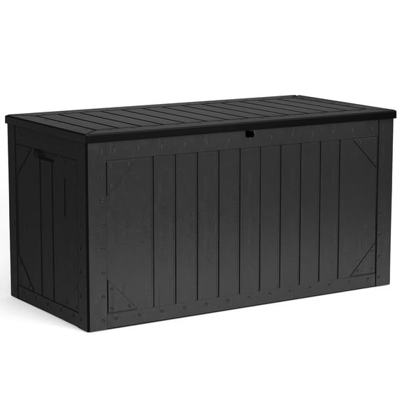 WASUHE 100 Gallon Large Deck Boxes Outdoor Waterproof, Lockable Patio Storage Box for Furniture,Pool Float, Garden Tools, Waterproof Outdoor Storage Cabinet, UV Resistant, Black