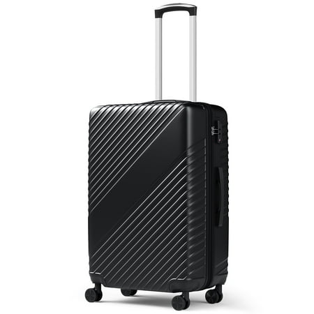 WASUHE 20" Hardside Carry-on Expandable Luggage,Hardshell Suitcase With Divider Pockets,Four Multi-directional Wheels,Expandable For Up to 15% More Space,With Scratch-Resistant Surface,Black