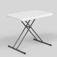 thumbnail image 1 of WASUHE 30" Folding Table, Small Adjustable Height Portable TV Table with Plastic Top and Iron Frame,Perfect for Parties, Dining, Events, Picnics, Indoor, Outdoor, Camping, Utility, White, 1 of 12