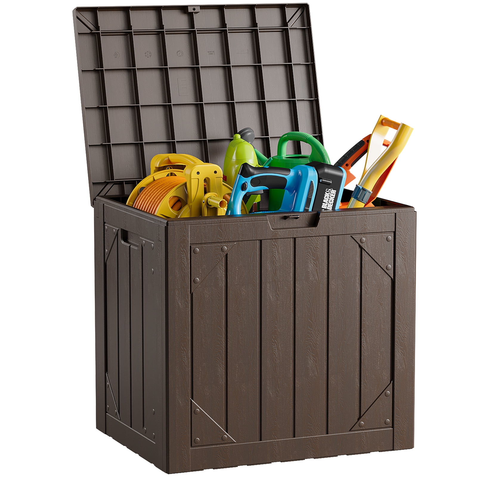 MAKE CHANGES 30 Gallon Resin Deck Box, Waterproof & Outdoor Small ...