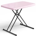 thumbnail image 1 of WASUHE 30" Small Camping Folding Table, 18/24/28 inch Height Adjustment Tv Tray, Practical Portable Plastic Table, Indoor/Outdoor, Pink, 1 of 13