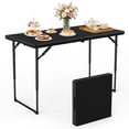 thumbnail image 1 of WASUHE 4 Foot Folding Table, Lightweight Adjustable Height Camping Table with Non-Slip Legs, Indoor/Outdoor Essential, Grill, Events, Party, Black, 1 of 11