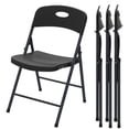 thumbnail image 1 of WASUHE 4PCS Folding Chairs with Enhanced Iron Frame, Outdoor Plastic Stackable Foldable Chairs for Outside, Indoor, Party, Wedding, Meeting Room, Patio, Garden, Weight Capacity 350 lbs, Black, 1 of 14
