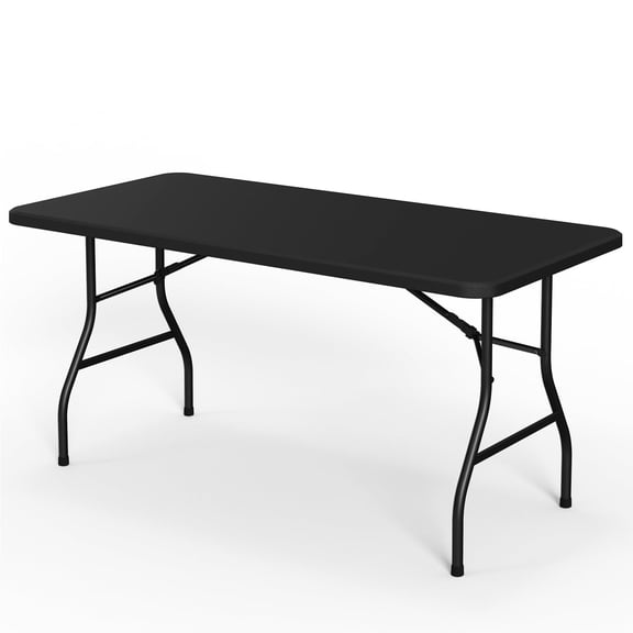 WASUHE 5 Ft Rectangular All-Occasion Folding Event Table, Heavy Duty Plastic Foldable Portable Banquet Table for Indoor/Outdoor Events, Black
