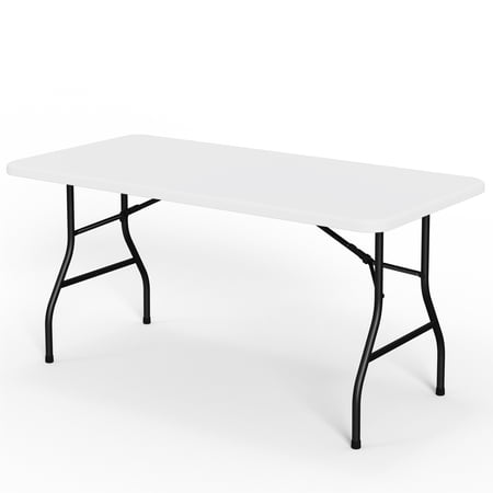 WASUHE 5 Ft Rectangular All-Occasion Folding Event Table, Heavy Duty Plastic Foldable Portable Banquet Table for Indoor/Outdoor Events, White