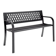 WASUHE 50" Outdoor Patio Bench for 2 Person - Heavy Duty Metal Frame, Weatherproof Garden Park Bench with Armrests, Easy 10-Min Assembly, Perfect for Front Porc