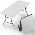 thumbnail image 1 of WASUHE 6ft Portable Folding Table, Outdoor Dining Table Mesas Para Fiestas Portable Folding Square Card Table, Perfect for Party, Dining, Wedding, Events, Picnic, Indoor Outdoor, Camping, White, 1 of 10