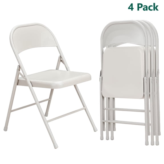 WLLJOY All Iron Steel Folding Chair 4 Pack,Durable Portable,Capacity 350 lbs, Indoor/Outdoor Dual-Use Seating for Various Occasions, Khaki