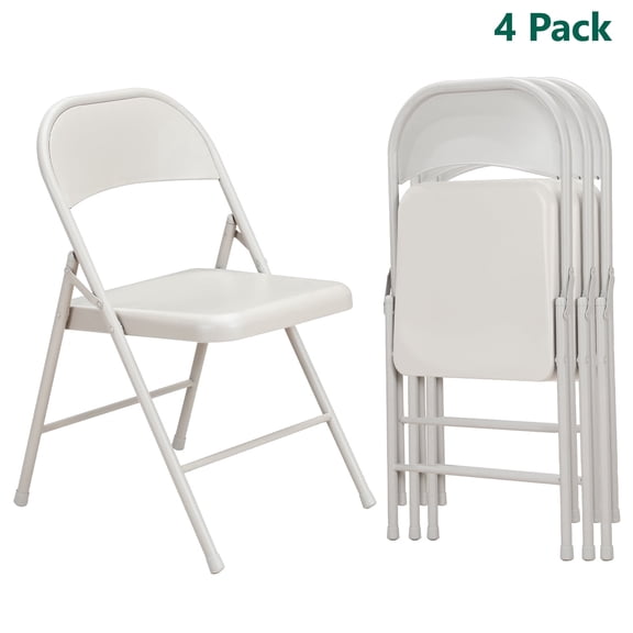 WASUHE All Iron Steel Folding Chair 4 Pack,Durable Portable,Capacity 350 lbs, Indoor/Outdoor Dual-Use Seating for Various Occasions, Khaki