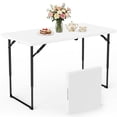 thumbnail image 1 of WASUHE Folding Table 4 FT Lightweight Table, Fold-in-Half Plastic Rectangular Table Metal Legs, Easy to Store, Perfect for Party, Dining, Wedding, Events, White, 1 of 11