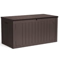 thumbnail image 1 of MAKE CHANGES Outdoor Storage Box,100 Gallon Deck Box Outdoor Storage Bench Outside Waterproof Resin Storage Bench,Lockable Patio Cushions,Garden Tools Storage For Furniture,UV Resistant(Brown), 1 of 8
