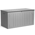 thumbnail image 1 of WASUHE Outdoor Storage Box, 100 Gallon Deck Box Outdoor Storage Bench Outside Waterproof Resin Storage Bench, Lockable Patio Cushions, Garden Tools Storage For Furniture, UV Resistant(Grey), 1 of 9