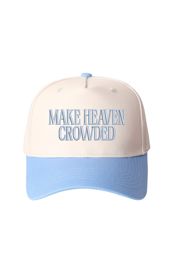 MAKE HEAVEN CROWDED Embroidered Trucker Hat - Women's Fashion Adjustable Snapback Cap, Stylish Cross-border Design