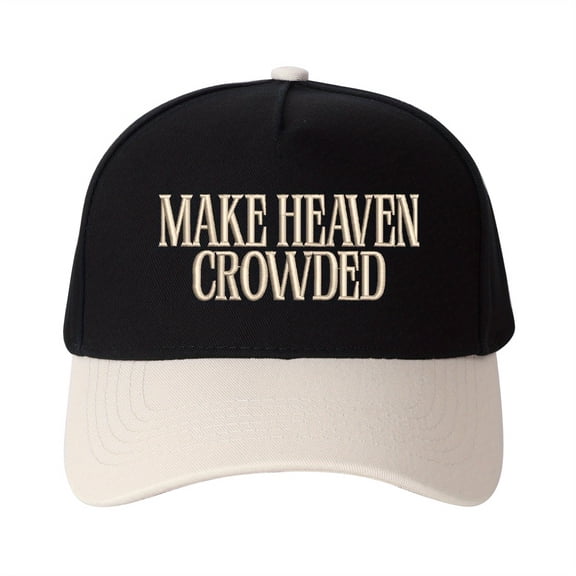 MAKE HEAVEN CROWDED Embroidered Trucker Hat - Women's Fashion Adjustable Snapback Cap, Stylish Cross-border Design