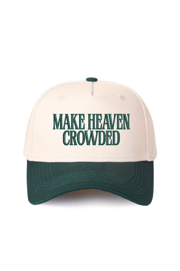MAKE HEAVEN CROWDED Embroidered Trucker Hat - Women's Fashion Adjustable Snapback Cap, Stylish Cross-border Design
