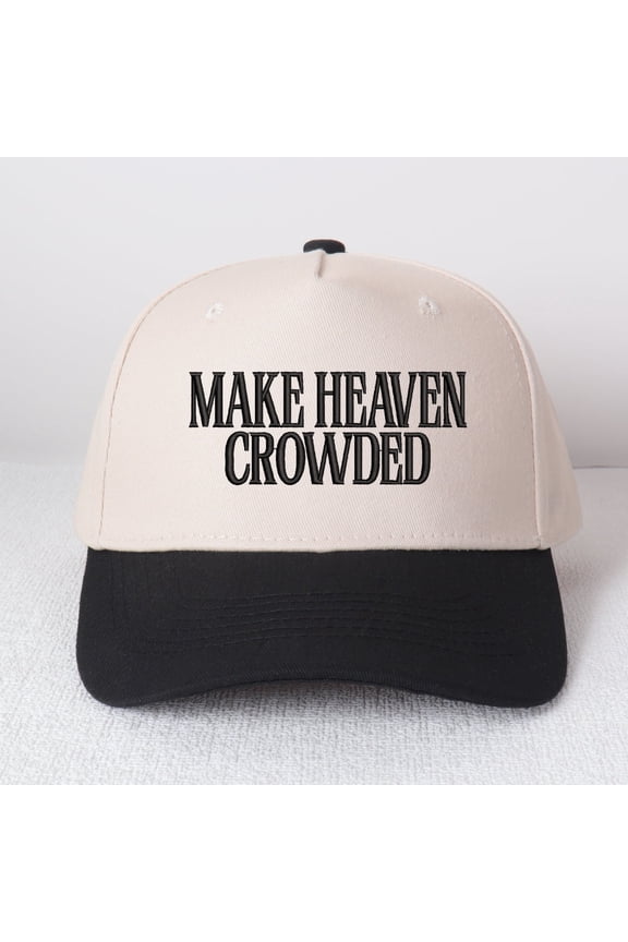 MAKE HEAVEN CROWDED Embroidered Trucker Hat - Women's Fashion Adjustable Snapback Cap, Stylish Cross-border Design