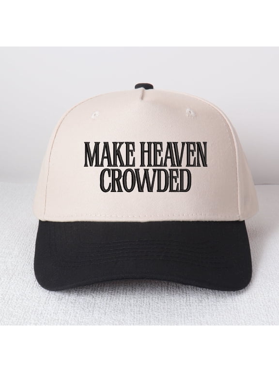 MAKE HEAVEN CROWDED Embroidered Trucker Hat - Women's Fashion Adjustable Snapback Cap, Stylish Cross-border Design