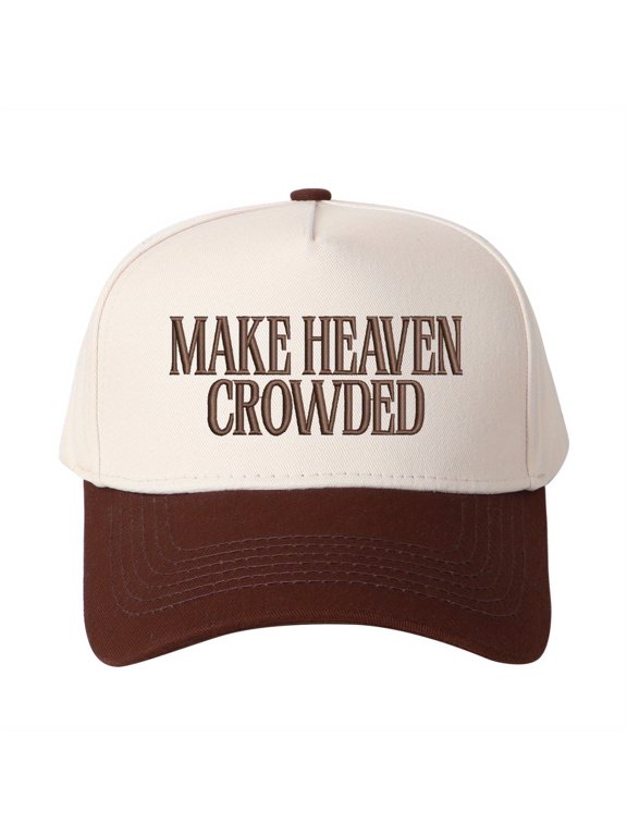 MAKE HEAVEN CROWDED Embroidered Trucker Hat - Women's Fashion Adjustable Snapback Cap, Stylish Cross-border Design
