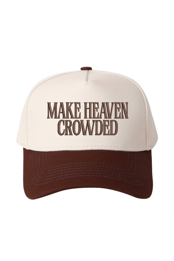 MAKE HEAVEN CROWDED Embroidered Trucker Hat - Women's Fashion Adjustable Snapback Cap, Stylish Cross-border Design