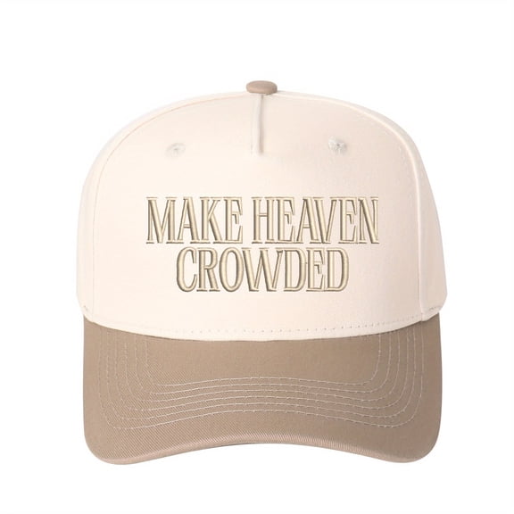 MAKE HEAVEN CROWDED Embroidered Trucker Hat - Women's Fashion Adjustable Snapback Cap, Stylish Cross-border Design