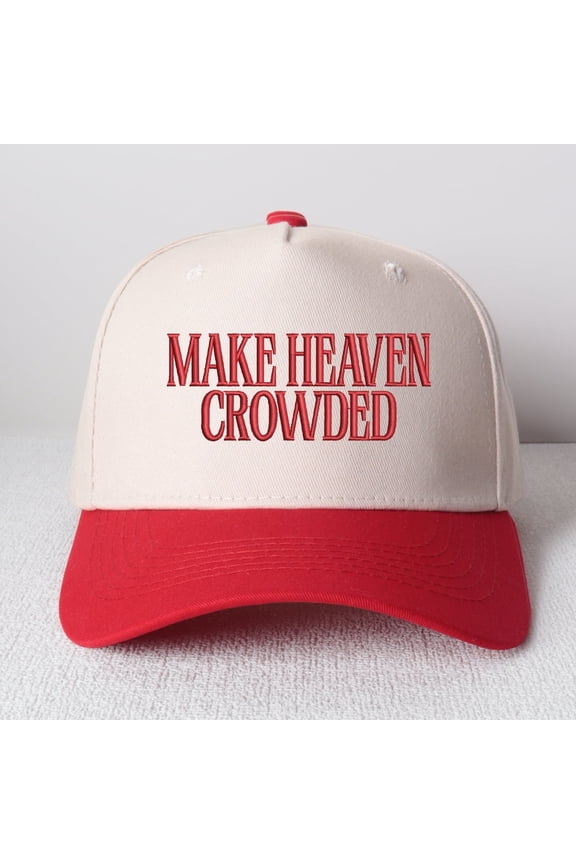 MAKE HEAVEN CROWDED Embroidered Trucker Hat - Women's Fashion Adjustable Snapback Cap, Stylish Cross-border Design